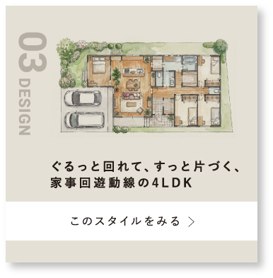 ぐるっと回れて、すっと片づく、家事回遊動線の4LDKボタン