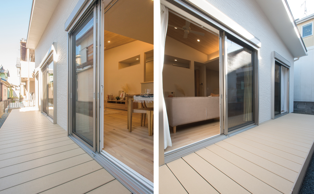 加古川市　フラットステージ野口町北野　モデルハウス　ウッドデッキ　昭和住宅