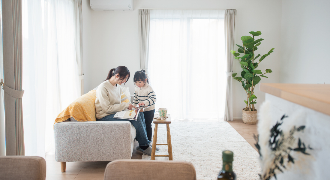 姫路エリア新築一戸建てモデルハウス見学会開催　SHOWA GROUP株式会社（昭和住宅）　ストークガーデン姫路八代緑ヶ丘1号地　モデルハウス　リビング