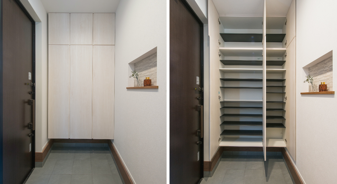 姫路エリア新築一戸建てモデルハウス見学会開催　SHOWA GROUP株式会社（昭和住宅）　ストークガーデン姫路八代緑ヶ丘3号地　モデルハウス　玄関