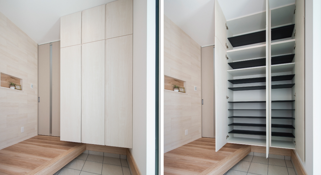 加古川市　ストークビレッジ宝殿駅前プレミアムⅡ　SHOWA GROUP（ショウワグループ）（株）　昭和住宅　シューズクロゼット