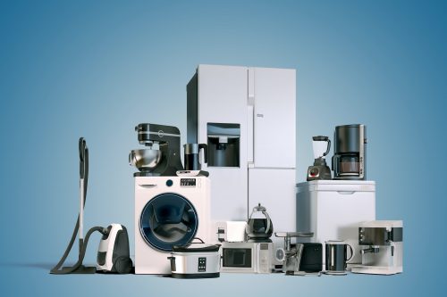 3d render of home appliances collection set