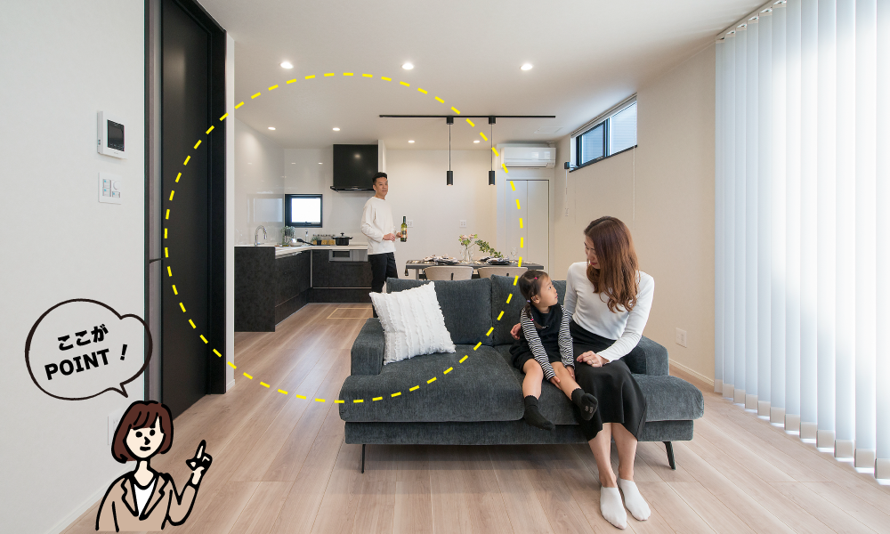 L型キッチンのある広々としたLDK