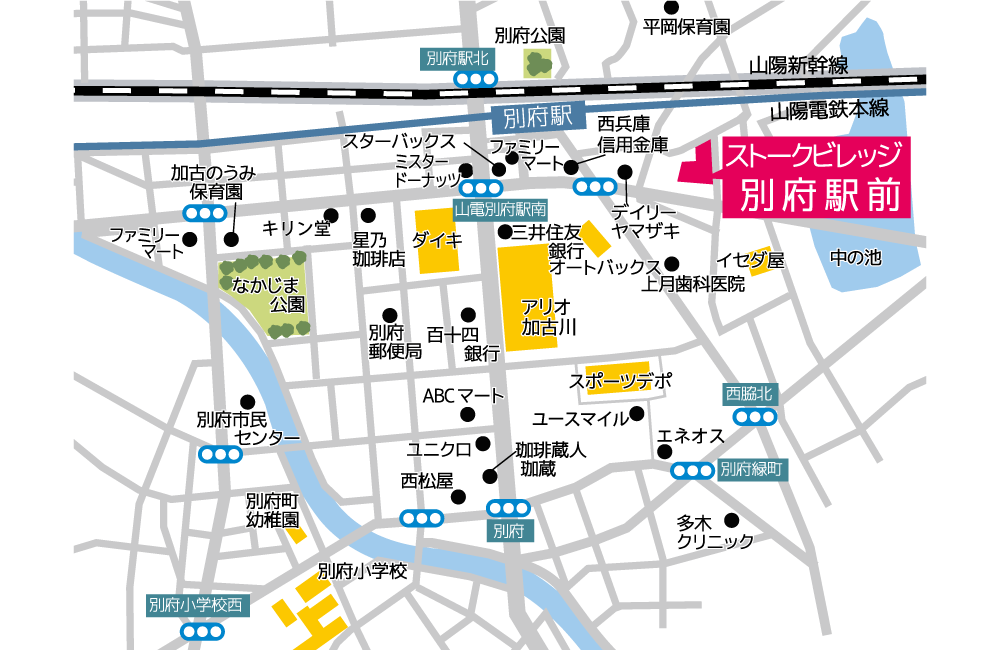 自由設計　土地探し　SHOWA GROUP（ショウワグループ）株式会社・昭和住宅　ストークビレッジ別府駅前　マップ
