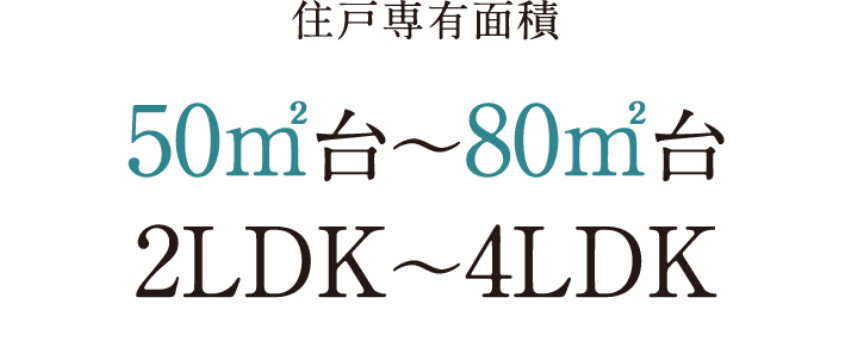 住戸専有面積50㎡台〜80㎡台　2LDK〜4LDK